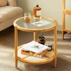 Round Bamboo Side Table, Sofa Table