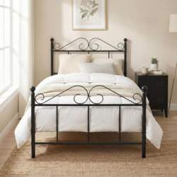Single Metal Platform Bed Frame Solid