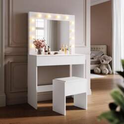 SONNI Dressing Table with Stool, Mirror