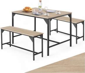 Tectake Dining Table, 3-Piece Dining Set