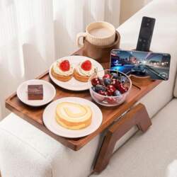VANGONA Couch Armrest Table, Foldable Side
