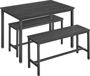 VASAGLE Dining Table with 2 Benches