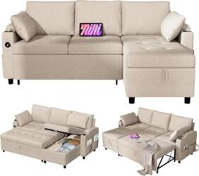 YODOLLA Sofa Bed 3-in-1, Switchable Chaise