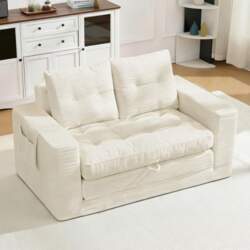 2-Seater Sofa Cord Fold-Out Sleep Function