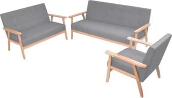 3-Piece Sofa Set 2/3-Seater Light Grey