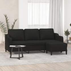 3-Sitzer Sofa mit Hocker in Hellgrau