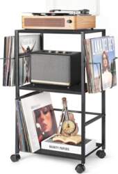 Bikoney Turntable Stand Rolling Side Table