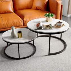 BRILVERDE Round Coffee Table, Set of