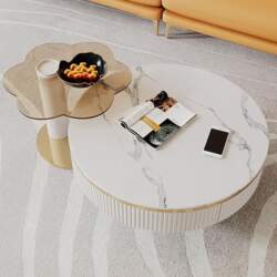 Coffee Table Set, 360° Collision-Proof Coffee
