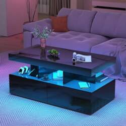 Coffee Table with LED Lighting, High