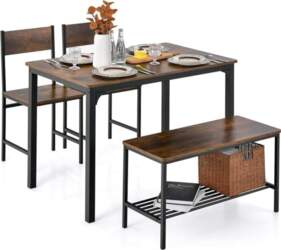 COSTWAY Dining Table Set 4-Piece Kitchen