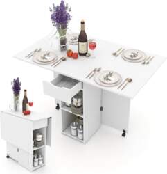 COSTWAY Folding Dining Table with 2