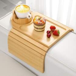 Couch Armrest Tray, Bamboo Sofa Tray