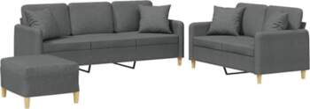 Dark Grey Fabric Sofa Set with
