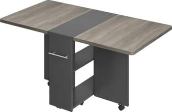 Folding Dining Table with Wheels, Extendable