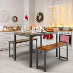 GIANTEX Dining Table with 2 Benches