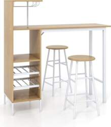 HOMASIS Bar Table with 2 Bar