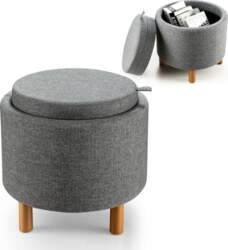 HOMASIS Round Ottoman with Storage Stool