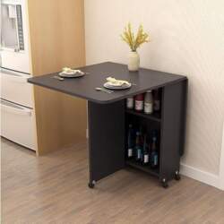 Mobile Folding Dining Table, 6 Wheels