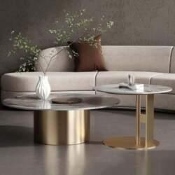 Modern Round Marble Top Coffee Table