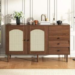 ModernLuxe Sideboard with Rattan Insert, with