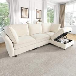 Modular Sofa with Armrests and Stool