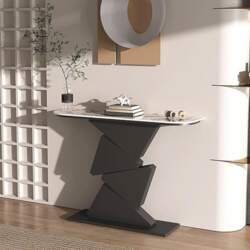 Narrow Industrial Console Table, Long Wooden