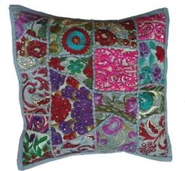 Rastogi Handicrafts Handmade Patchwork Cushion Sari