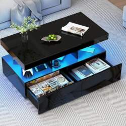 Rectangular Coffee Table with LED Lighting