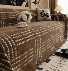 Reversible Chenille Sofa Cover, Thickened, Simple