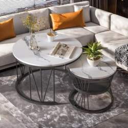 Round Coffee Table, Set of 2
