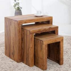 Set of 3 Side Tables Solid