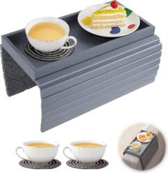 Sofa Armrest Tray with Cup Mats