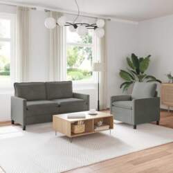 Sofa Set 2 pcs Hellgrau Stoff