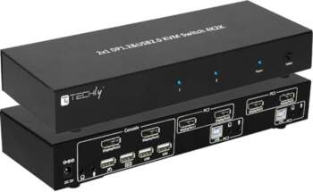 TECHly IDATA DP-KVM2 melns KVM komutators