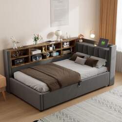 Upholstered Sofa Bed, with Hydraulic Storage