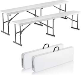 VEVOR Plastic Folding Bench, 6ft Portable