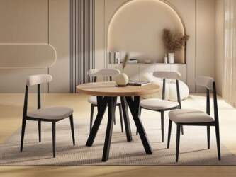 WFL GROUP Round Loft Style Extendable