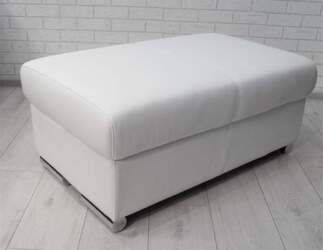 White Leather Folding Stool with Storage