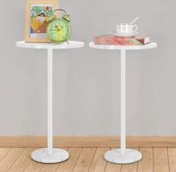 White Round Side Table, Small End