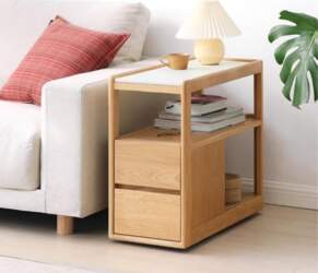 100% Solid Wood Side Table with