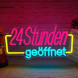 24 Hours Open Neon Sign, Open