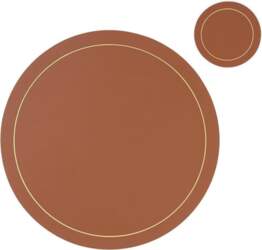 2-Piece Plain Round Leather Placemat, Modern