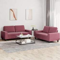 2-TLG. Sofagarnitur Set Weinrot Stoff Couch