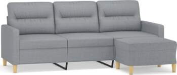 3-Sitzer-Sofa mit Hocker Hellgrau 180 cm