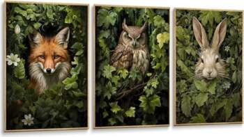 3 x Magic Forest Animals Canvas