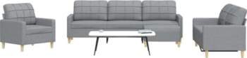 4-TLG. Sofagarnitur mit Fußhocker Hellgrau Polyester