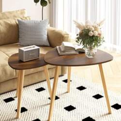 BAMEOS Bamboo Side Table Triangle Set