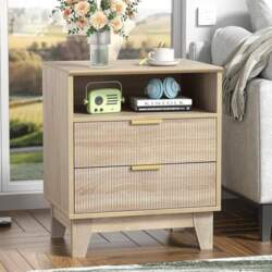 Bedside Table with 2 Drawers and