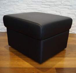 Black Real Leather Folding Stool with